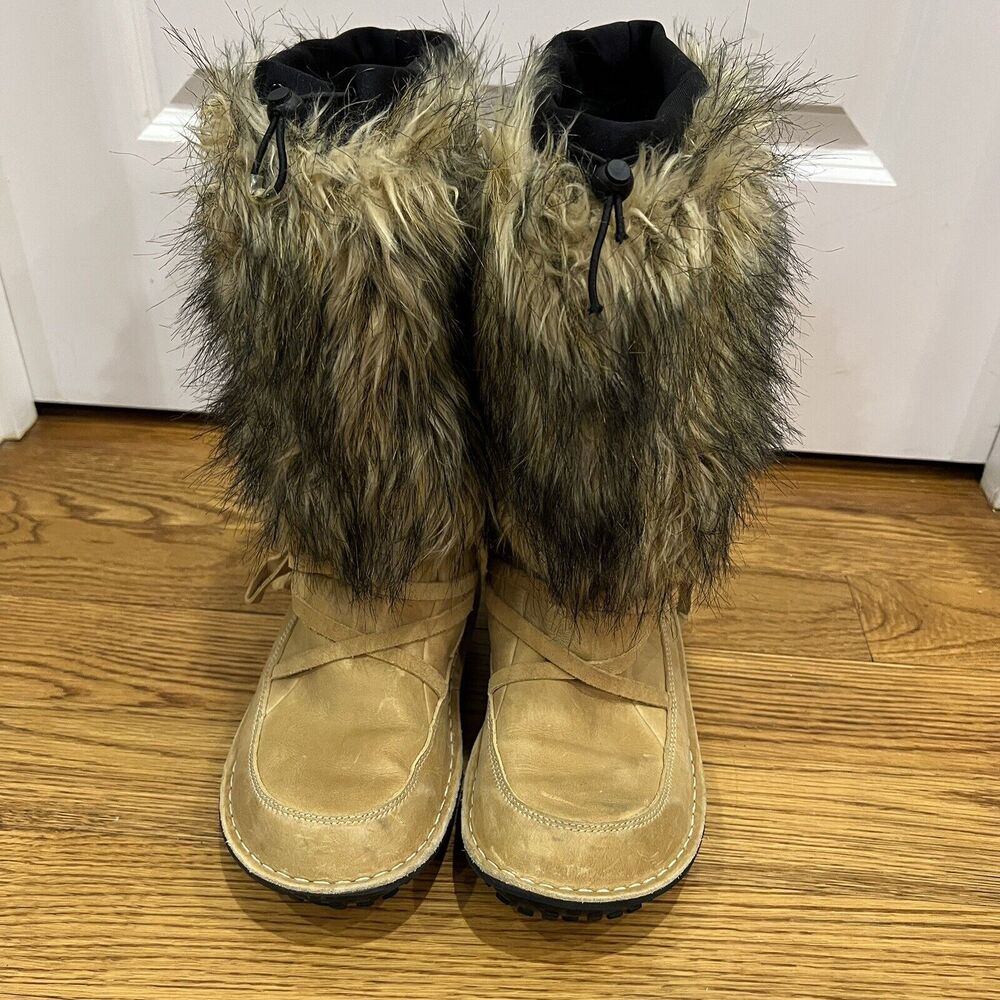 Sorel Ahnah Thinsulate Faux Fur & Leather Winter‎ Snow Boots Size 8